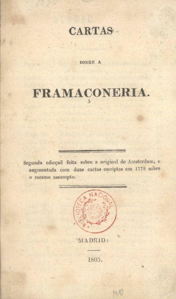 Cover of Cartas sobre a framaçoneria