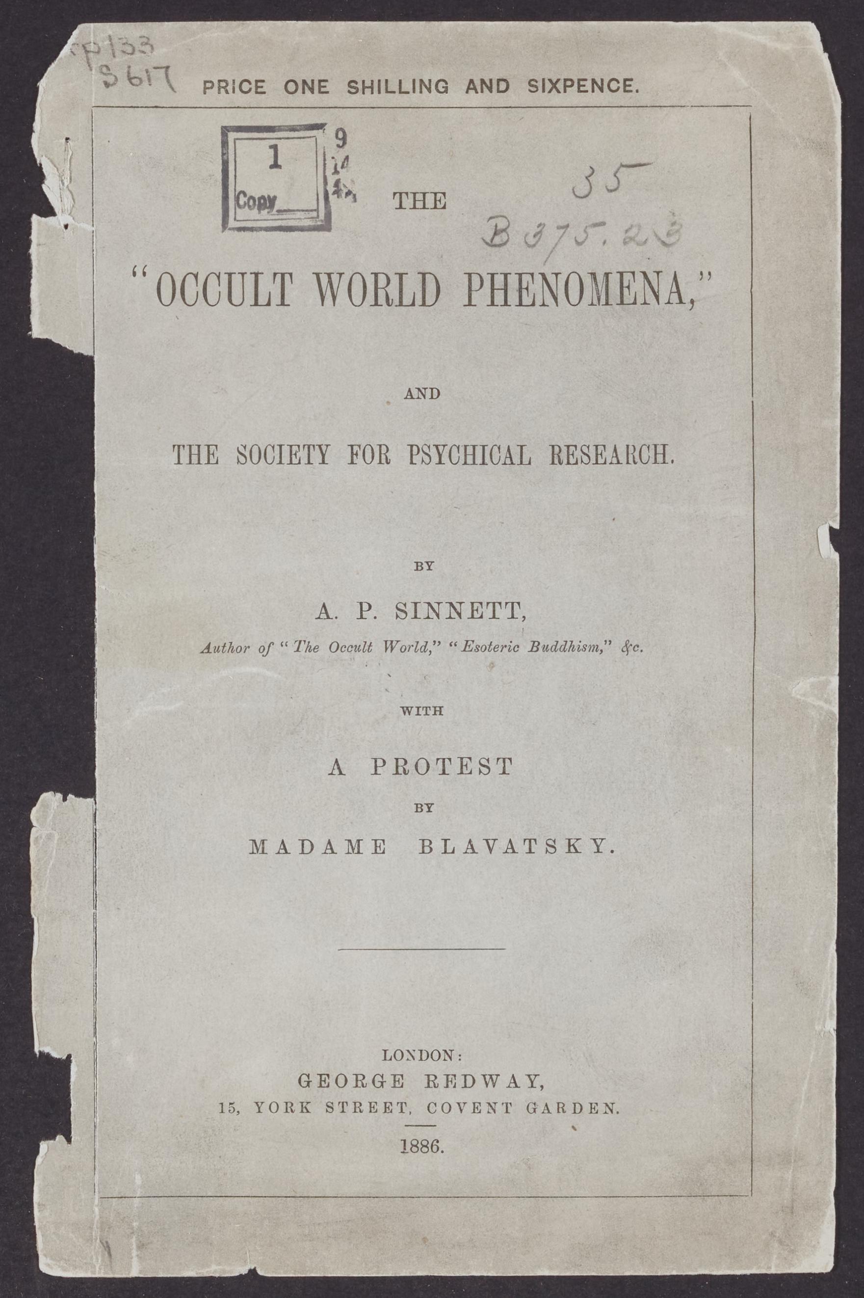 Cover of The "occult world phenomena,"