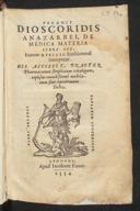 Cover of Pedanii Dioscoridis ... de medica materia libri sex