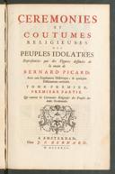 Cover of Cérémonies et coutumes religieuses des peuples idolatres