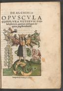 Cover of De alchimia opuscula complura veterum philosophorum, quorum catalogum sequens pagella indicabit