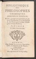 Cover of Bibliothèque des philosophes chimiques