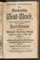 Cover of Epistolae theosophicae oder theosophische Send-Briefe