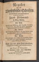 Cover of Register über alle theosophischen Schriften des ... Jacob Böhmens