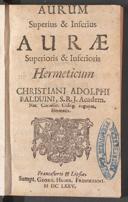 Cover of Aurum superius & inferius aurae superioris & inferioris hermeticum