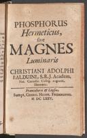 Cover of Phosphorus hermeticus sive magnes luminaris