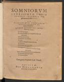 Cover of Somniorum synesiorum omnis generis insomnia explicantes, libri IIII