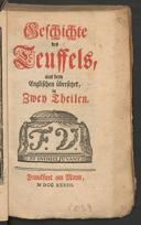 Cover of Geschichte des Teuffels ... in zwey Theilen