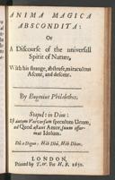 Cover of Anima magica abscondita, or a discourse of the universall spirit of nature