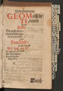Cover of Vollenkommene Geomantia, deren erster Theil die aufs neue revidirte und ... vermehrte Punctier-Kunst in sich begreifft ... der ander Theil aber des berühmten Arabers Abu-Heil-Ben-Omar ... Astrologia Terrestris oder Irrdische Stern-Kunde