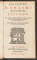 Cover of Adagiorum Desiderii Erasmi Roterodami epitome