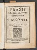 Cover of Praxis exercitiorum spiritualium P.N.S. Ignatii