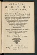 Cover of Miraculi mundi continuatio