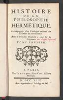 Cover of Histoire de la philosophie hermétique
