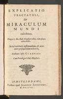Cover of Explicatio tractatuli qui miraculum mundi inscribitur