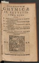 Cover of Philosophiae chymicae IV vetustissima scripta