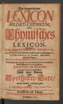 Cover of Neu eingerichtetes Lexicon medico-chymicum oder chymisches Lexicon