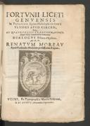 Cover of Fortunii Liceti Genuensis ... Ulysses apud Circen, sive de quadruplici transformatione