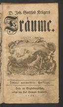 Cover of D. Joh. Gottlob Krügers Träume