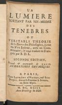 Cover of lumière sortant par soi-mesme des ténèbres ou veritable théorie de la pierre des philosophes, écrite en vers italiens, avec un commentaire