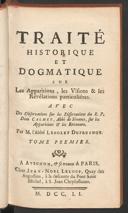 Cover of Traité historique et dogmatique sur les apparitions, les visions & les révélations particulières
