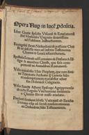 Cover of Opera nuper in lucem prodeuntia