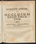 Cover of Introitus apertus ad occlusum regis palatium
