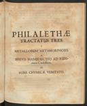 Cover of Philalethae tractatus tres