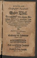 Cover of Elucidarii Christophori Parisiensis ander Theil so unlangst von einem fürnemen Philosopho ubersehen und mit Theophrasti und anderer newen Philosophen Testimoniis illustriret