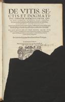 Cover of De vitis, sectis, et dogmatibus omnium haereticorum, qui ab orbe condito, ad nostra usque tempora, & veterum & recentium authorum monimentis proditi sunt, elenchus alphabeticus