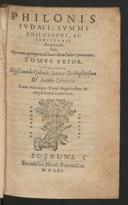 Cover of Philonis Judaei ... operum, quotquot ad hunc diem haberi potuerunt, tomus prior[-alter]