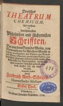 Cover of Deutsches theatrum chemicum, auf welchem der berühmtesten Philosophen und Alchymisten Schrifften, die von dem Stein der Weisen, von Verwandlung der schlechten Metalle in bessere ... handeln ... vorgestellet werden