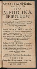 Cover of Sebastiani Wirdig ... Nova medicina spirituum
