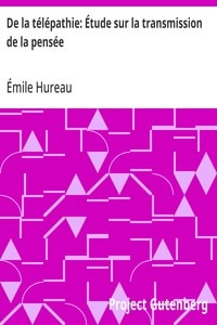 Cover of De la télépathie: Étude sur la transmission de la pensée