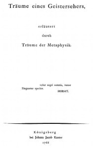 Cover of Träume eines Geistersehers, erläutert durch Träume der Metaphysik