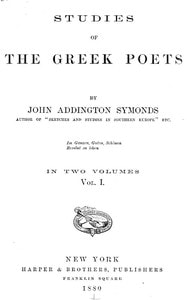 Cover of Studies of the Greek Poets (Vol 1 of 2)