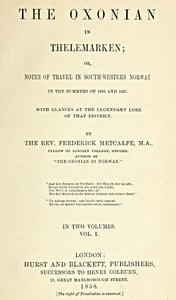 Cover of The Oxonian in Thelemarken, volume 1 (of 2)