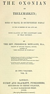 Cover of The Oxonian in Thelemarken, volume 2 (of 2)