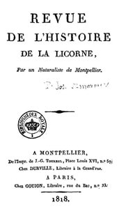 Cover of Revue de l'histoire de la Licorne, par un naturaliste de Montpellier
