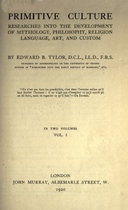 Cover of Primitive culture, vol. 1 (of 2)