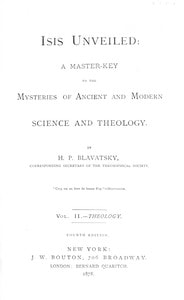 Cover of Isis unveiled, Volume 2 (of 2), Theology