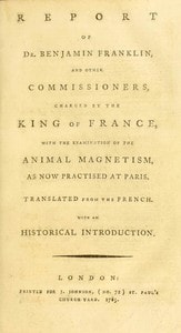 Cover of Report of Dr. Benjamin Franklin, and other commissioners, charged by the King of France, with the examination of the animal magnetism, as now practised at Paris